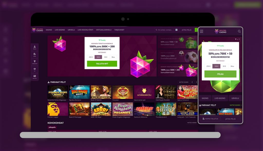 Malina Casinon suosittelu (2026) - Ainutlaatuinen tervetuliaisetu Malina Casinon suosittelu (2026) - Ainutlaatuinen tervetuliaisetu